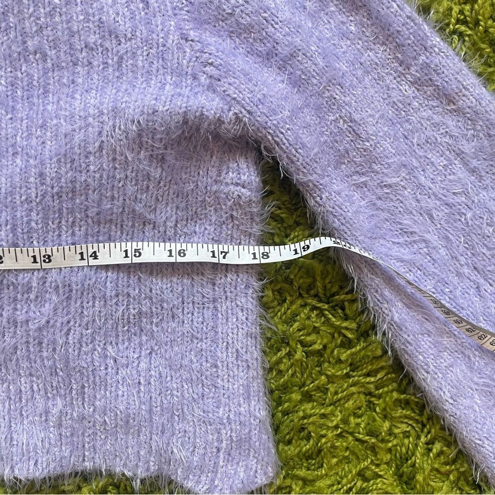 NWT CROP TOP FUZZY PURPLE SWEATER - Picture 10 of 13